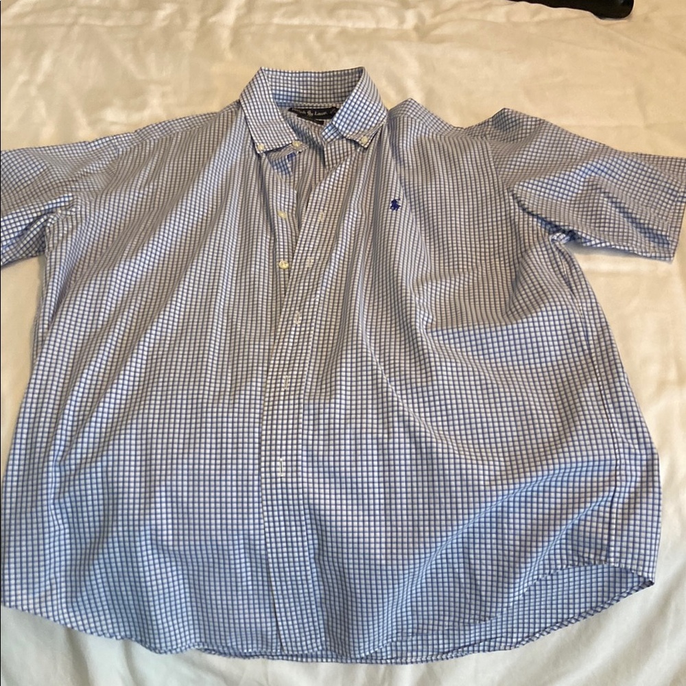 Ralph Lauren Light Blue Gingham Casual Button Down Shirt